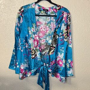Vibrant Floral Women's Blouse in Blue